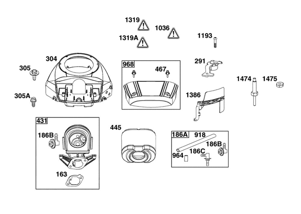 Blower Housing/Air Cleaner Diagram and Parts List for 44U877-0024-G1  Briggs and Stratton Engine